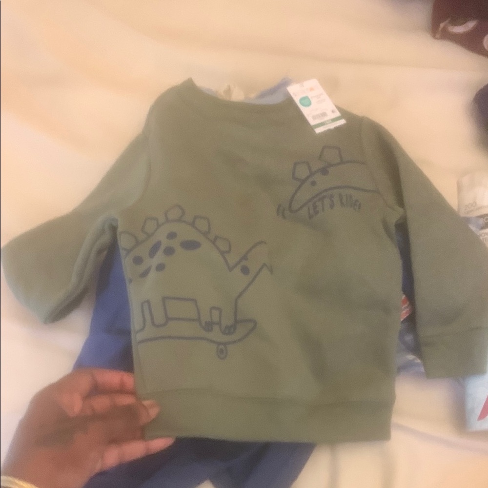 Kids Dinosaur Print Green Sweatshirt